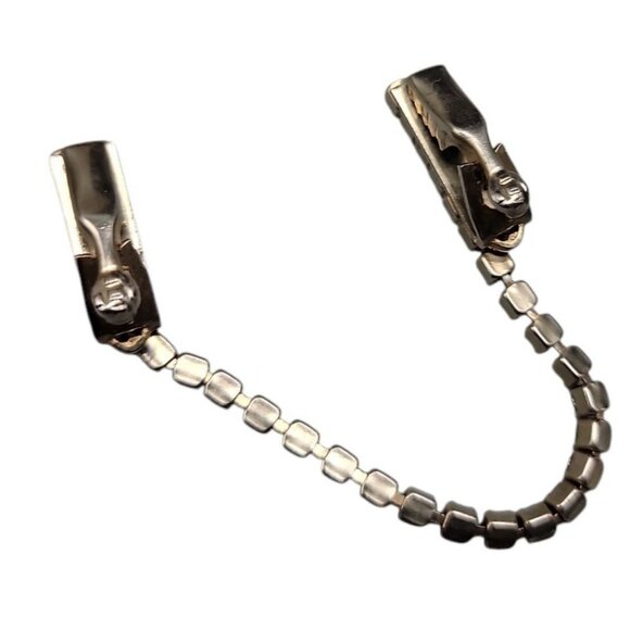 1950s Rhinestone Sweater Guaryd Clips Silver Tone Prong Set Clear Stones - Picture 6 of 6